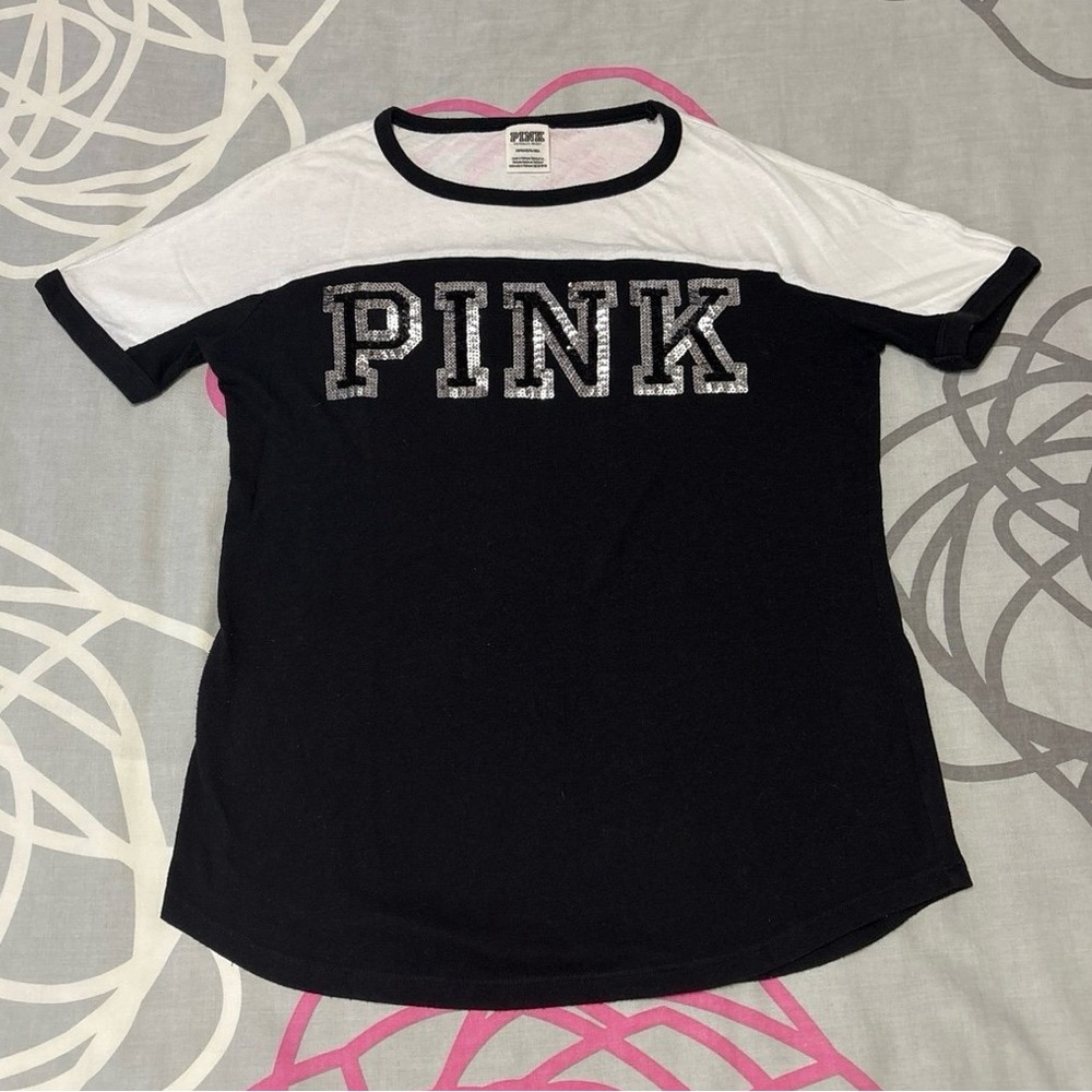 Victoria’s Secret PINK Black and White Sequin Top